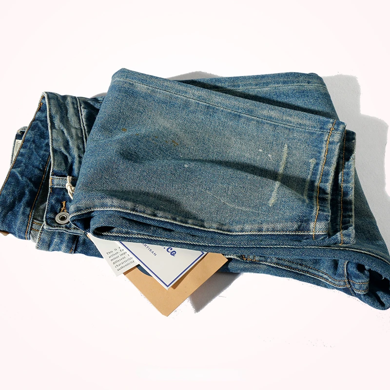 Loose jeans, men's tide, nine-minute pants, straight joker, thick and heavy denim, retro daddy pants in autumn and winter.