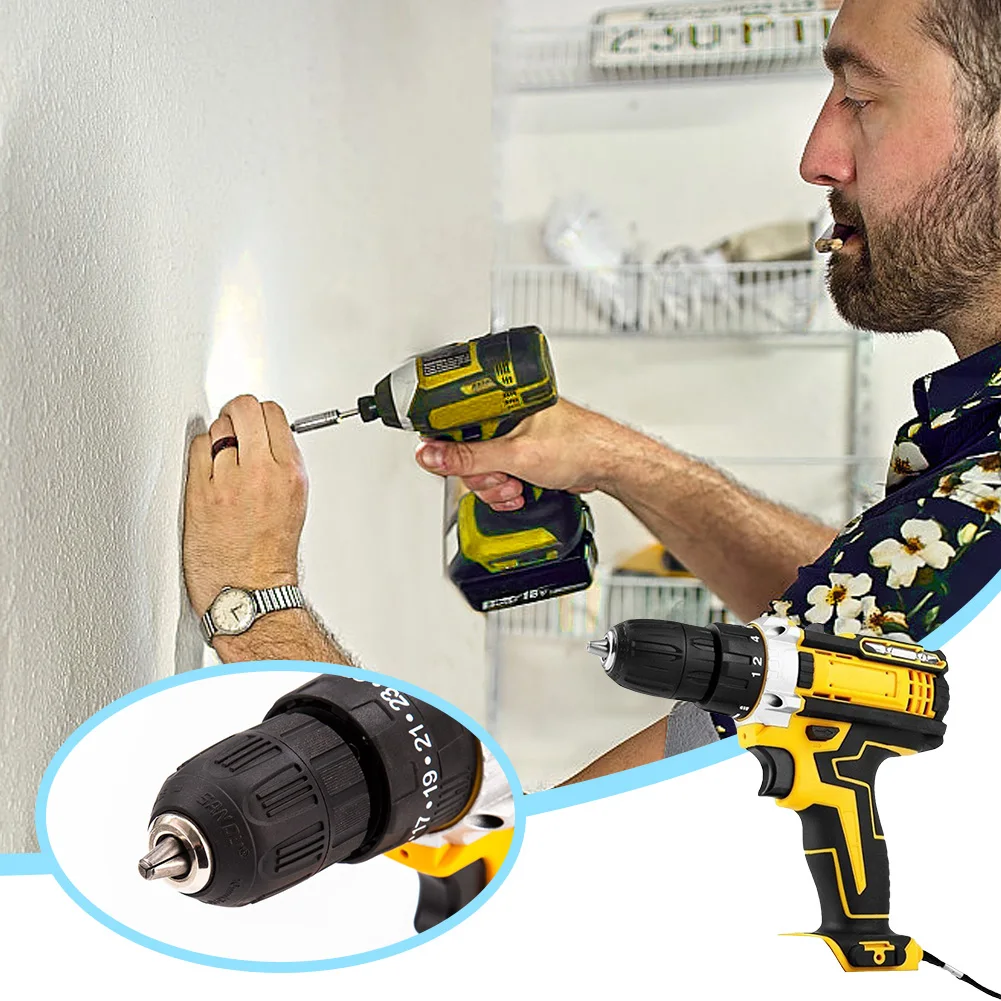 Аккумуляторная дрель 21 В 3/8 дюйма бесключевой патрон литиевая электрическая