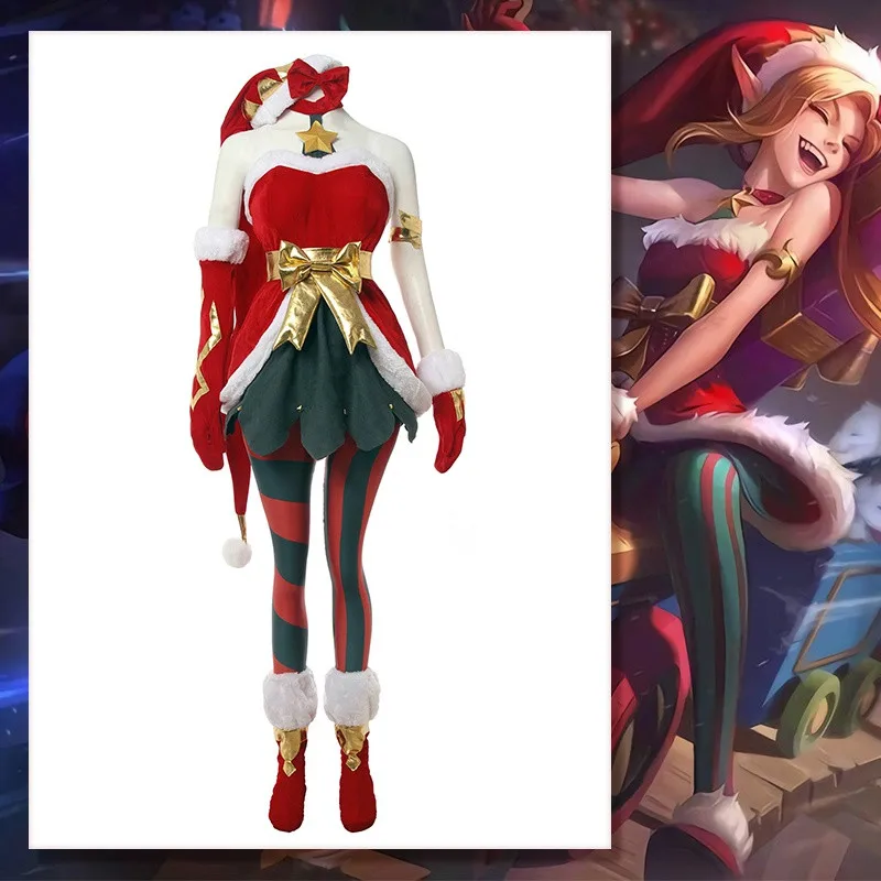 

LOL Jinx the Loose Cannon Ice Snow Festival Christmas XMAS Boob Tube Uniform Outfit Games Cosplay Costumes gift pants