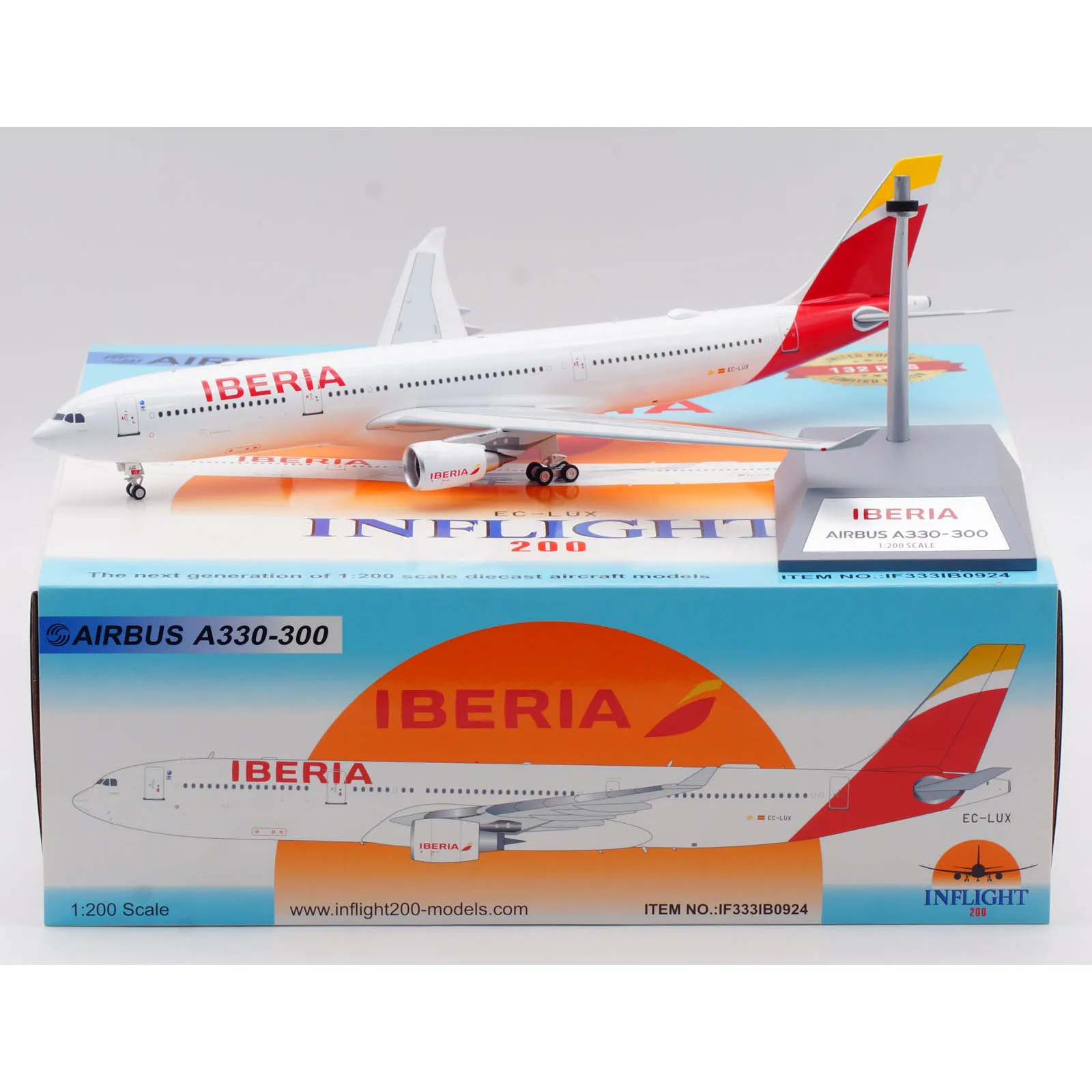 IF333IB0924 Коллекционный самолет из сплава в подарок INFLIGHT 1:200 Iberia Airlines Airbus A330-300 литая