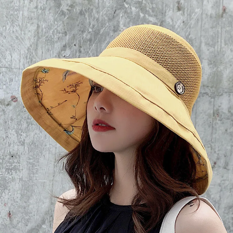 

Hat Summer Fisherman's Hat, Women's Uv Protection Large Brim Sun Hat, Sun Protection Korean Version, Face Covering