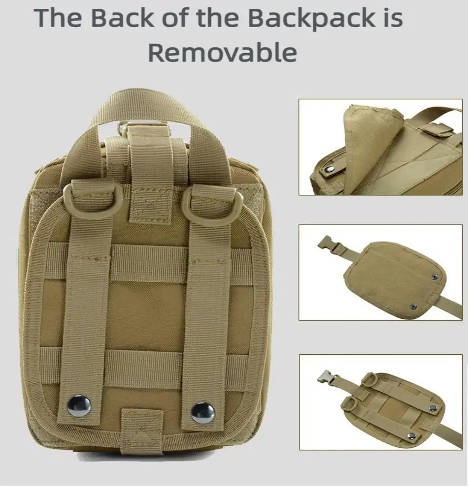 Фото Тактический медицинский комплект — рифленый дизайн, Cordura 800D, органайзер с несколькими карманами для пеших прогулок, езды на велосипеде, охоты и экстренных случаев №4