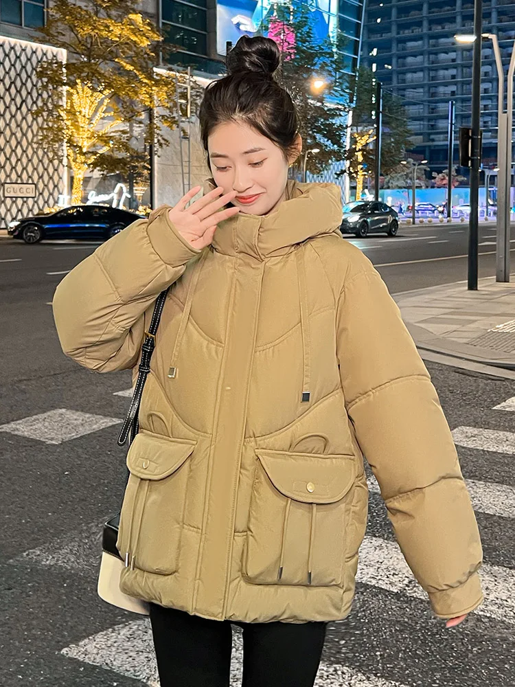 MEILLY DOLPHIN New Korean Fluffy Hooded Bread Down Jacket Women Winter Thick Loose Casual Warm  Short Cotton PaddedJacket Coat