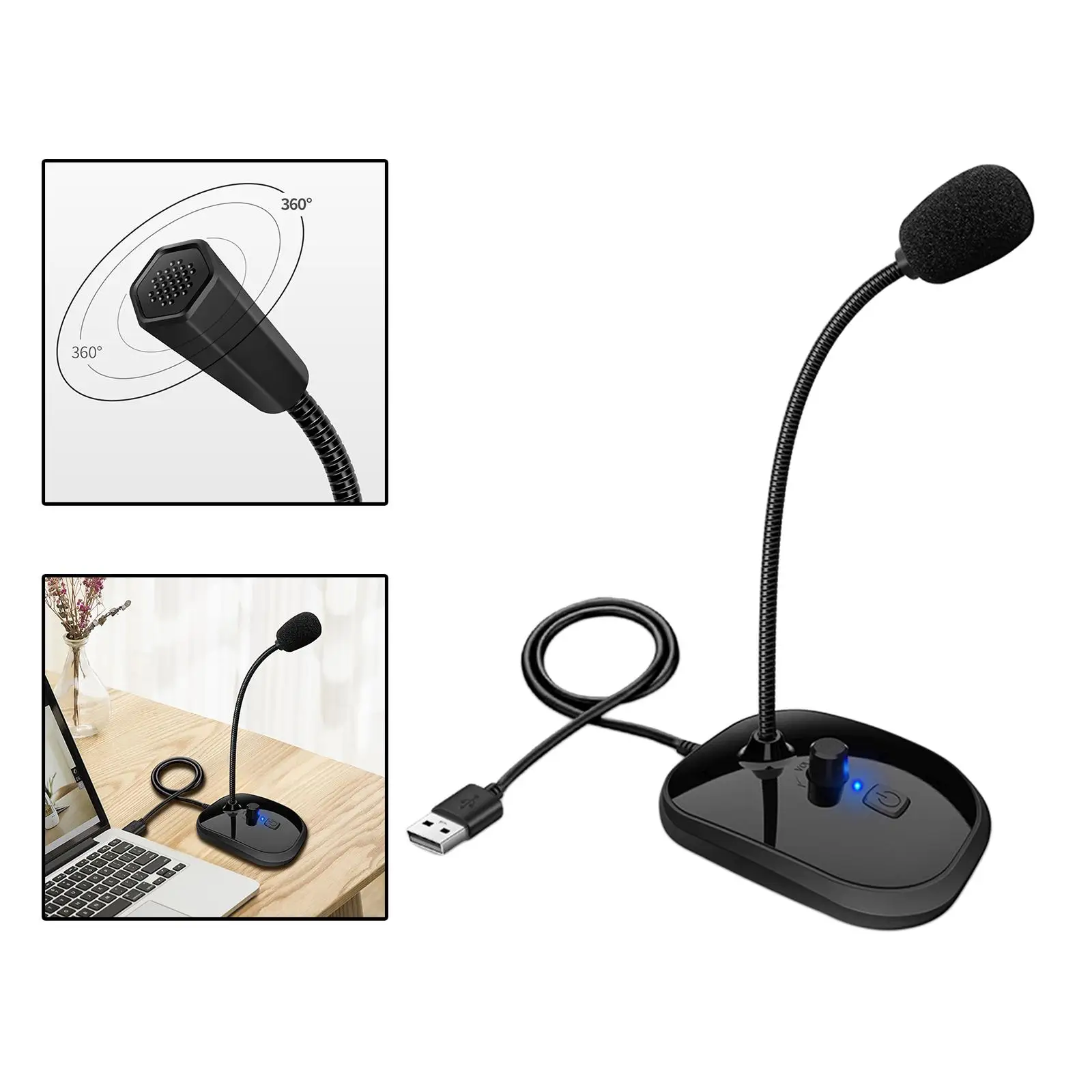 

USB-микрофон с регулируемой стойкой, 1 шт., с кнопкой отключения звука