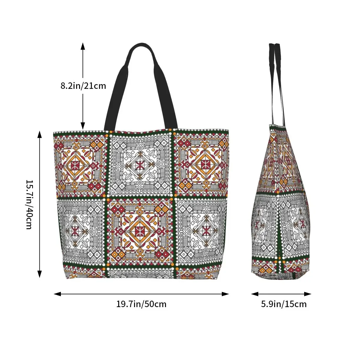 Сумка-тоут Amazigh Kabyle Женская холщовая с геометрическим рисунком вместительный