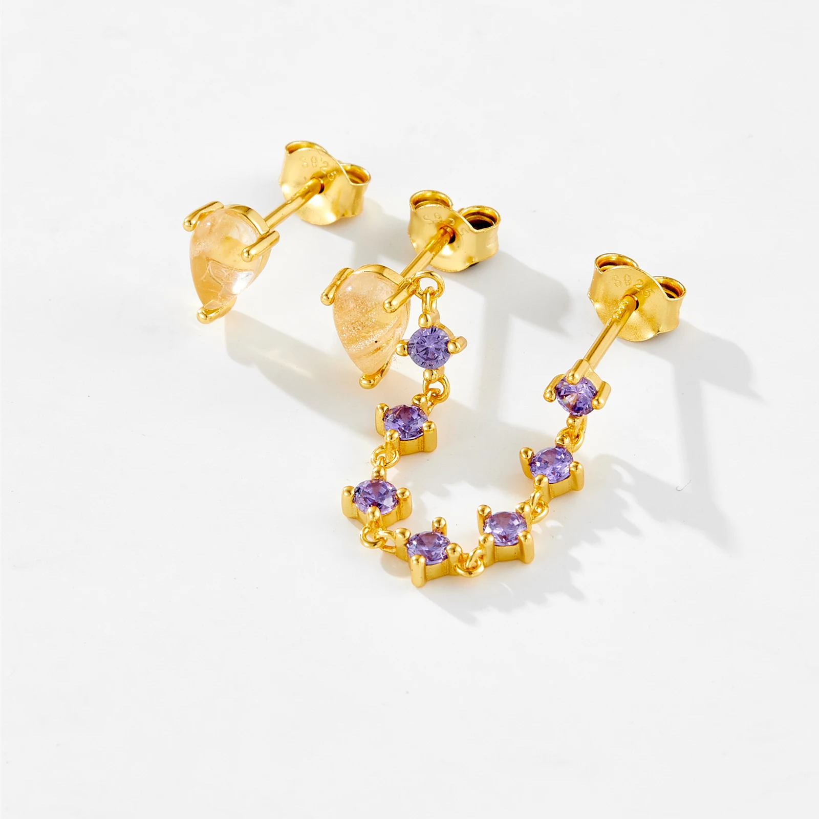 Серьги-гвоздики ANDYWEN из стерлингового серебра 925 пробы с искусственным