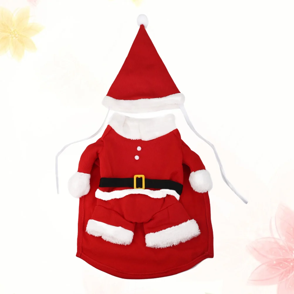 1 Set of Pet Dog Clothes Christmas Coat Santa Claus Shape Cloak Garment Xmas Costume Size XS Red