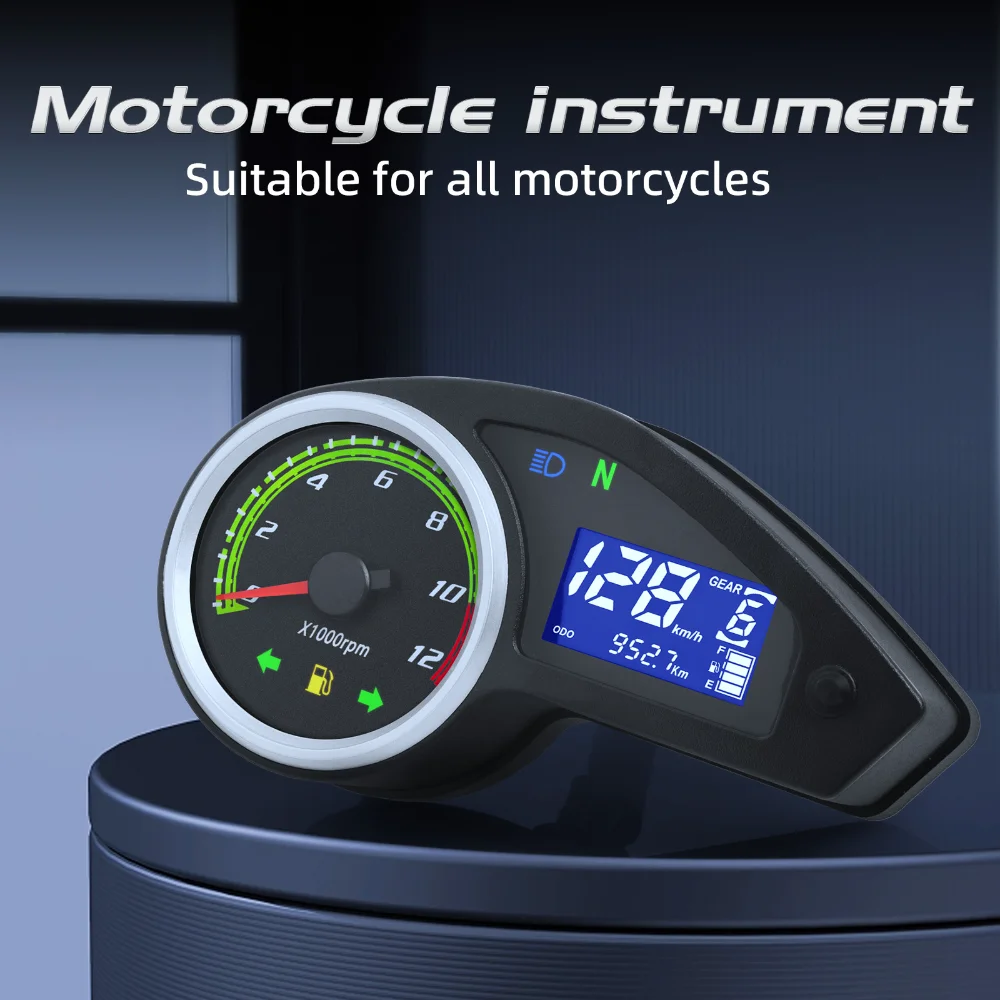 

Motorcycle Speedometer Tachometer LCD Digital Instrument Odometer Moto Dashboard For 12V Motorcycle Universal Speedometer