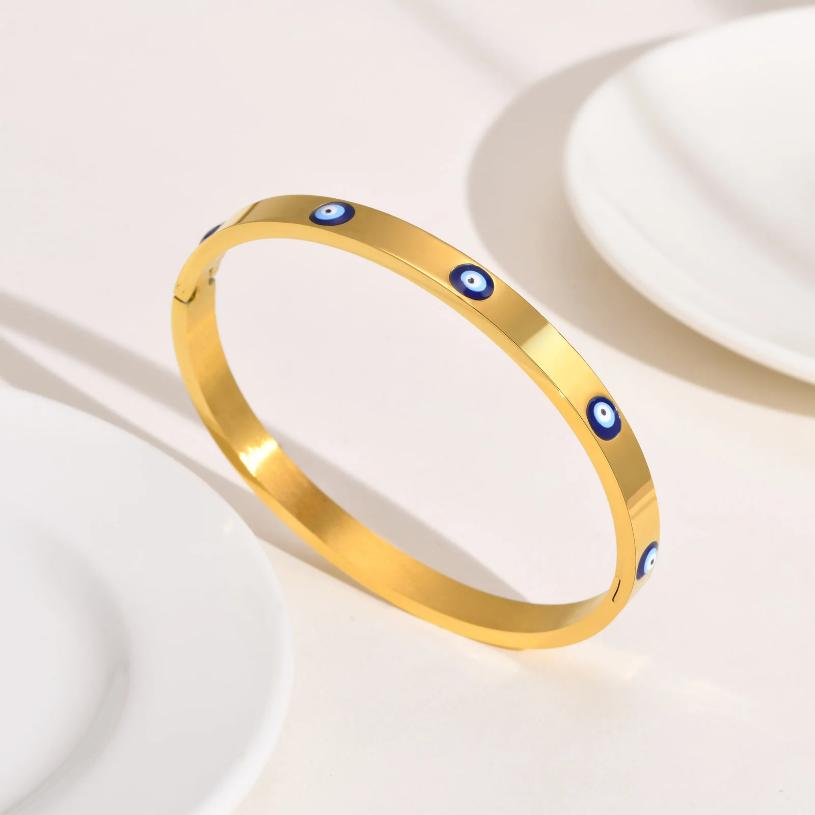 

Trendy Jewelry Devil Blue Eye Charm bracelet for women, Stainless Steel Gold Color Cuff Bracelets Gift To Girls Lover Mom