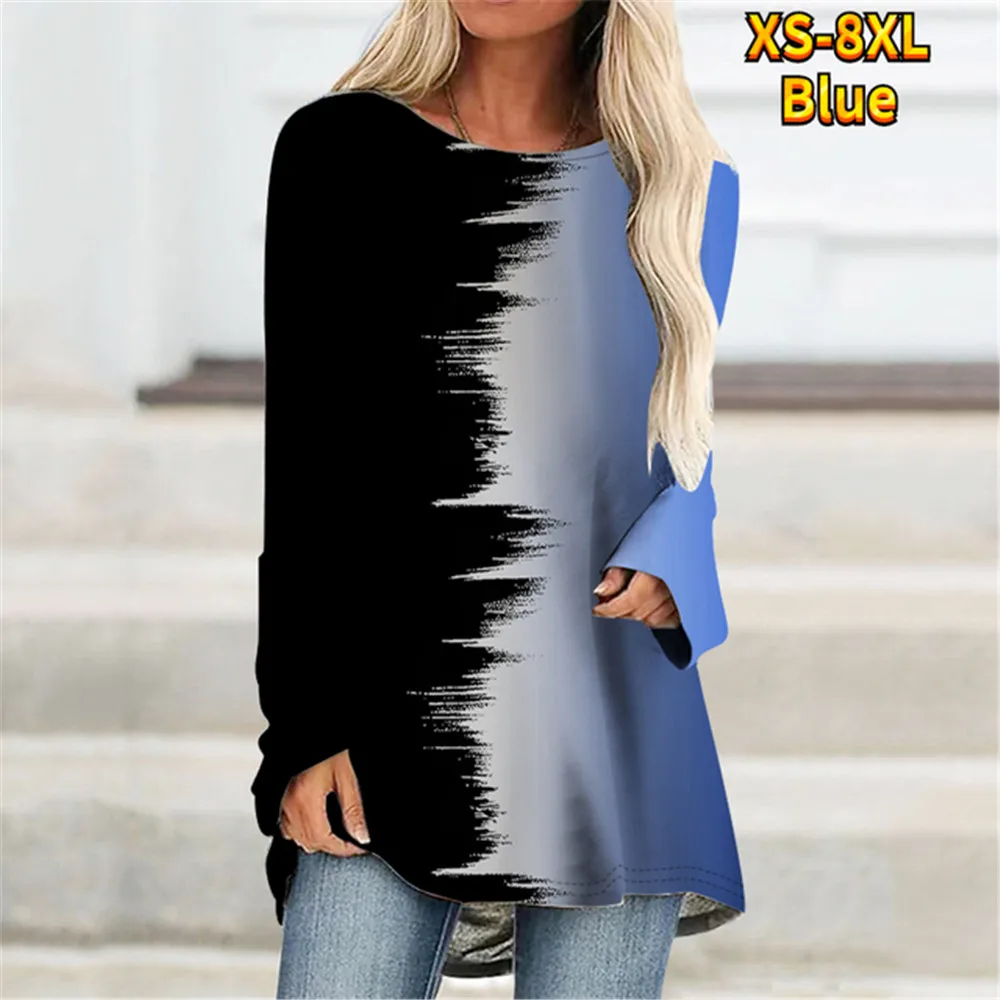 

Женская футболка с длинным рукавом, Повседневный пуловер с круглым вырезом и абстрактным 3d-рисунком, уличный дизайн в стиле ретро, одежда дл...