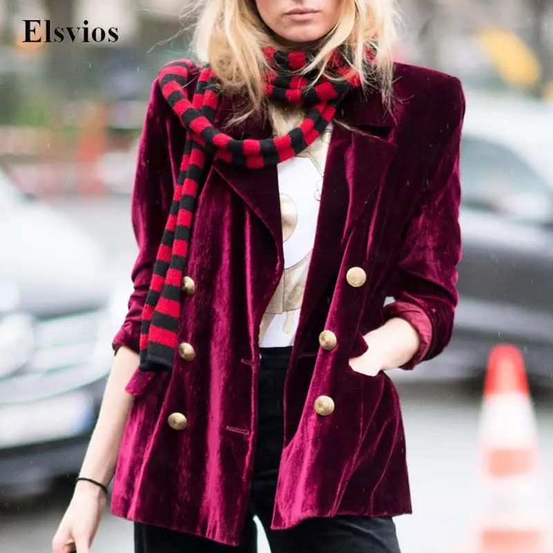 

Однотонный Элегантный женский бархатный пиджак, женская Свободная верхняя одежда с отложным воротником и карманами, винтажный Модный одно...