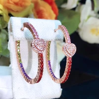 missvikki full multicolor mirco cz cubic zircon heart hoop earrings statement luxury shiny earring for women wedding jewelry