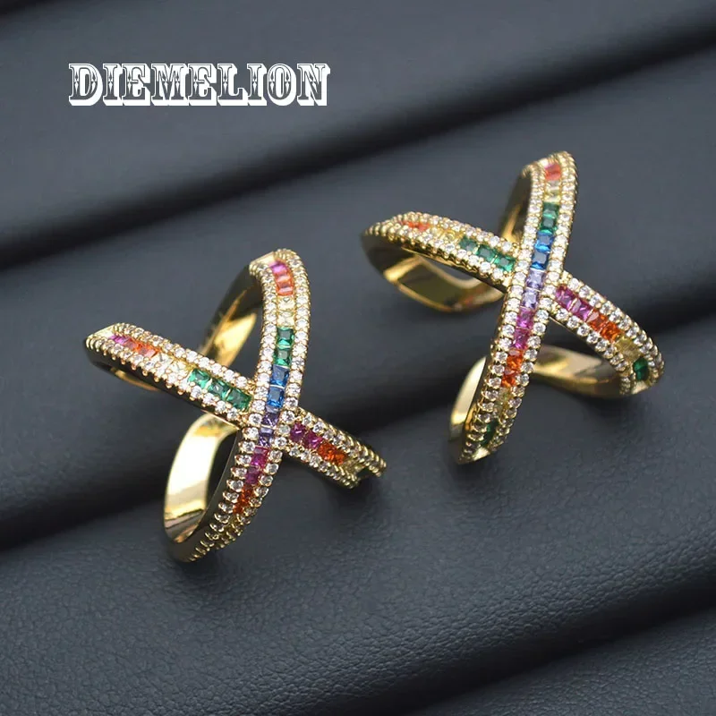 Роскошные большие кольца на палец X-образной формы с крестом для женщин полностью