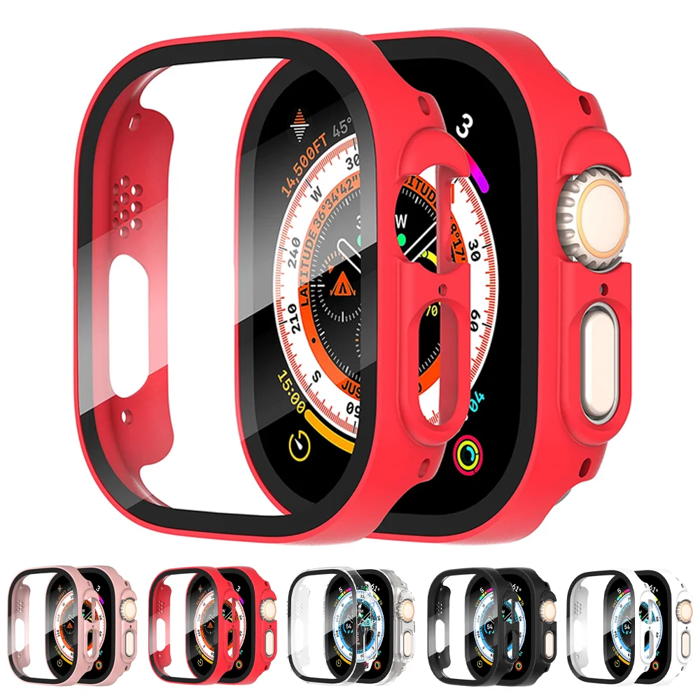 

Glass+case For Apple Watch Ultra 49mm smart watch Bumper Tempered PC Screen Protector Accessories iwatch series Ultra 2 cover