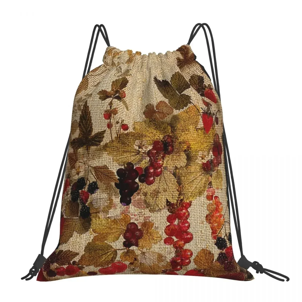 

Французский кретонный рюкзак с рисунком лесных фруктов, повседневные Портативные Сумки на шнурке, сумка на шнурке с карманом, спортивная сумка, сумка для книг