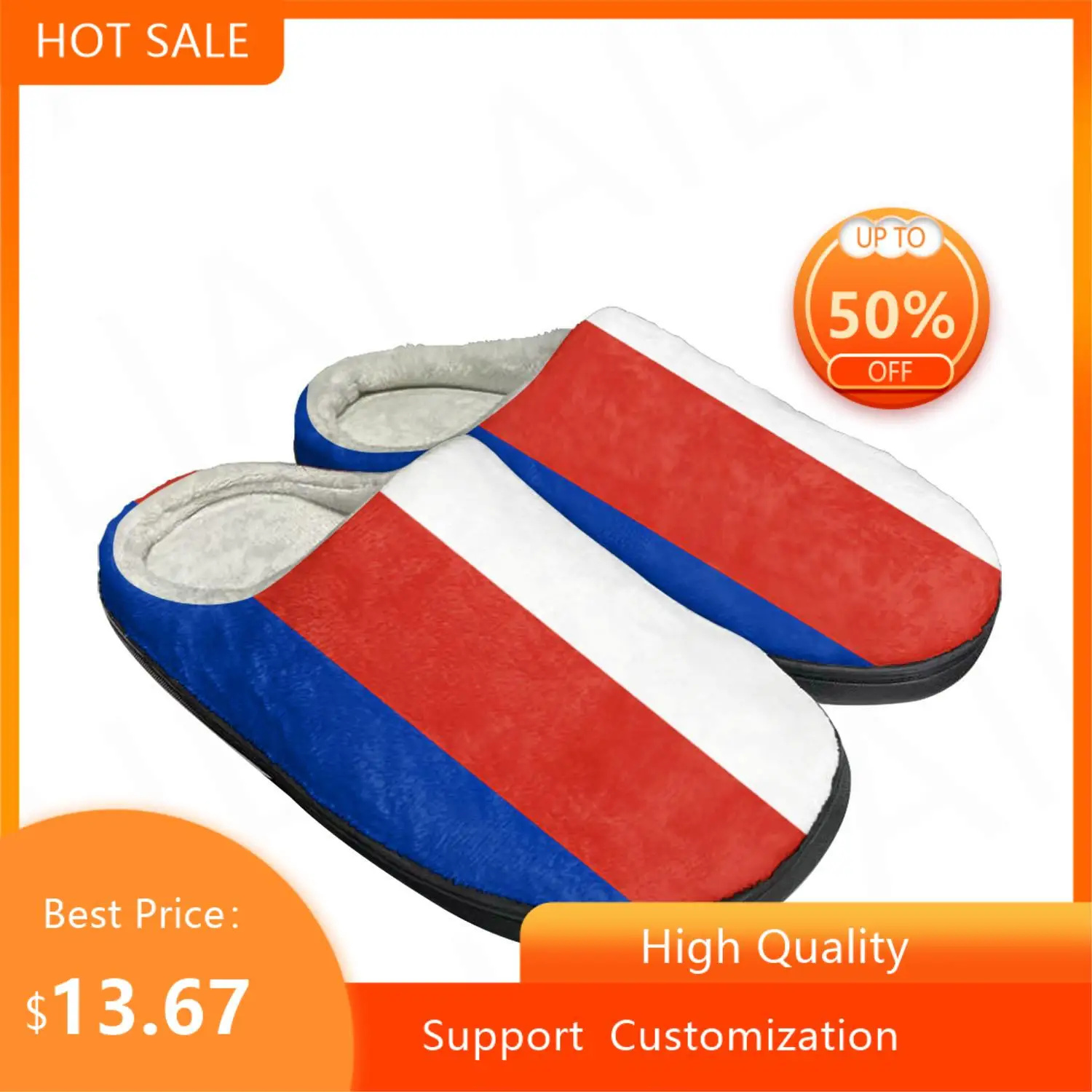

Домашние хлопковые тапочки на заказ с российским флагом, мужские и женские сандалии, русская плюшевая спальня, Повседневная сохраняющая тепло обувь, термотапочки