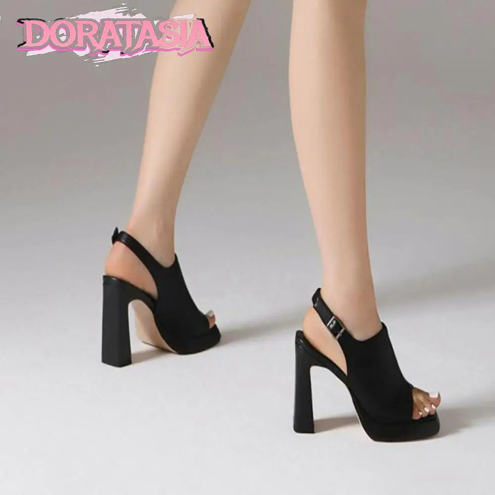 

DORATASIA Female Party Causal Fashion Sandals Open Toe Solid Back Strap High Heels Sandals Women Brand Shoes Summer Brand