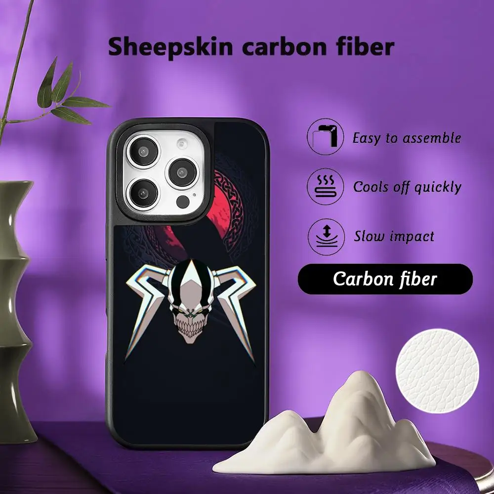 Фото Классический чехол для телефона с постером аниме Hot Blood Bleach для iPhone 17 16 15 14 13 12 Pro Max, защитный чехол из овчины с серебристой окантовкой №2