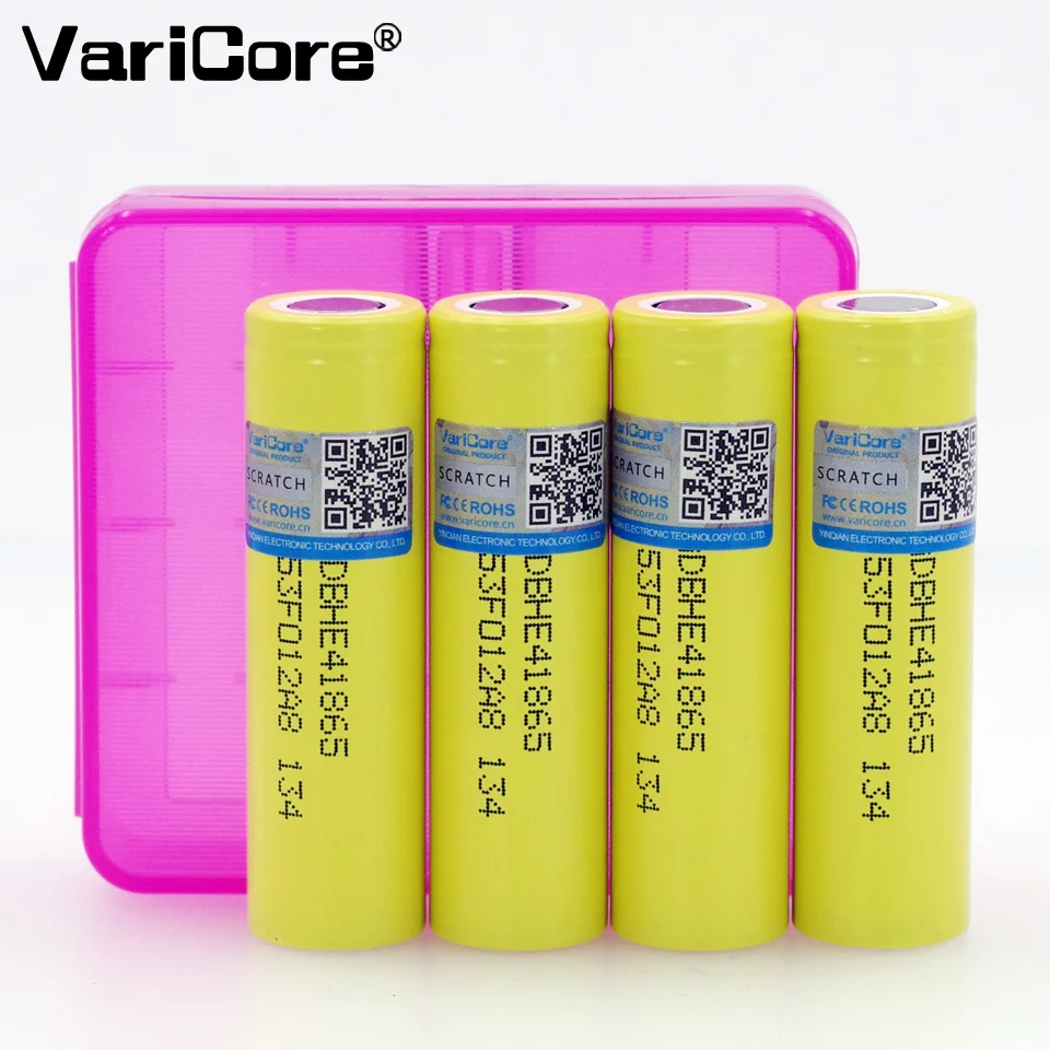 

VariCore 4PCS Original 18650 he4 3.6V Battery 2500mAh 20A 35A high drain HE4 18650 he4 battery power tools+ Storage Box