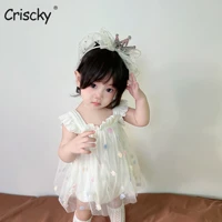 criscky newborn korean style infant baby girls boys casual bodysuits sleeveless o neck solid cotton mesh jumpsuits bodysuits