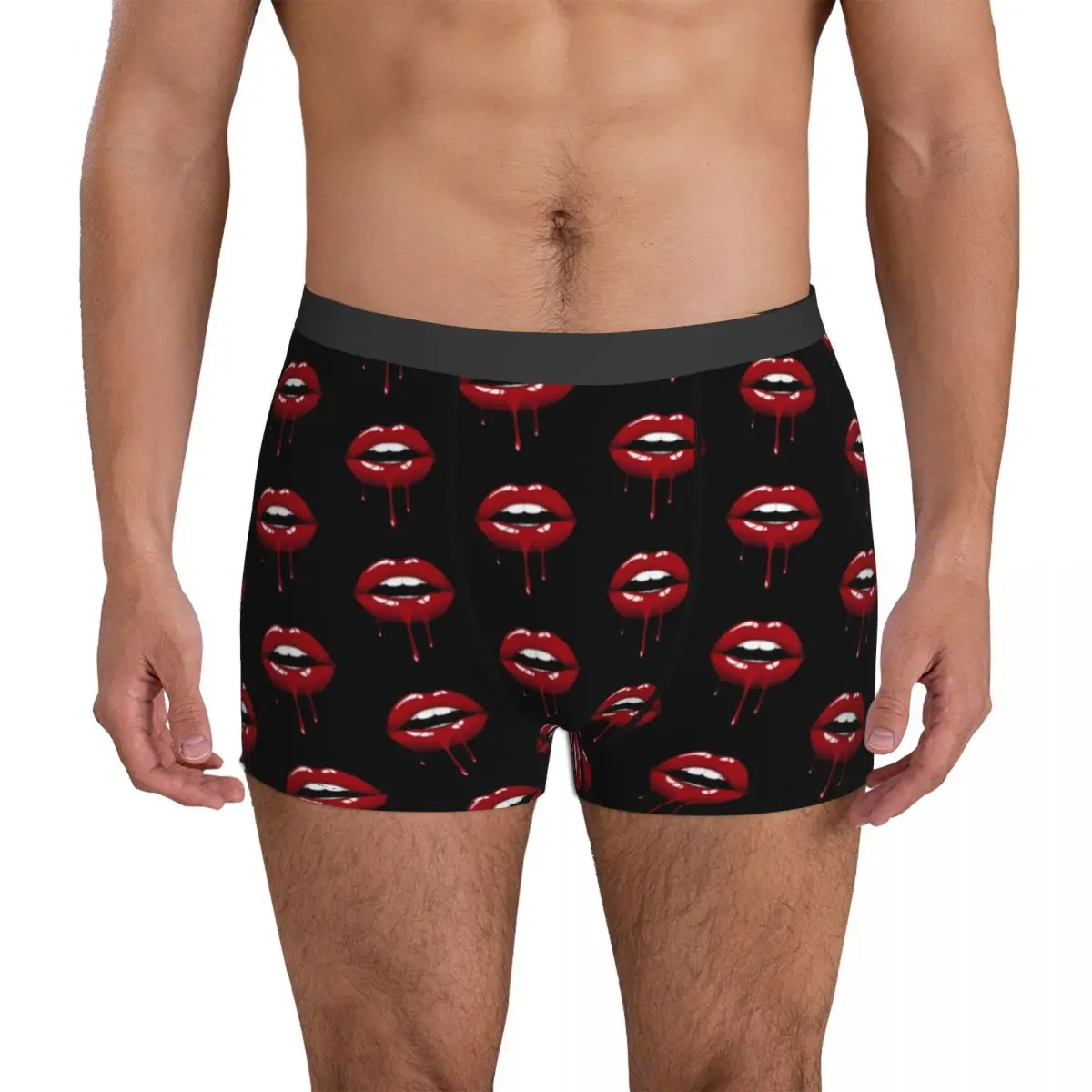 

Red Dripping Lips Underwear Glamour Print Men's Panties Sublimation Sexy Boxer Shorts High Quality Shorts Briefs Plus Size