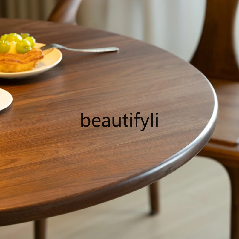 Североамериканский круглый стол Doric из черного ореха обеденный массива дерева в