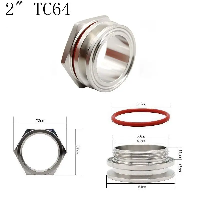 

Компрессионный фитинг для переборки 1,5" 2", нержавеющая сталь
