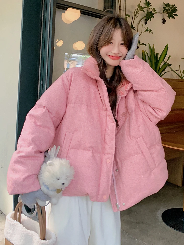 Розовый короткий пуховик верхняя одежда для женщин зима 2024 новая корейская серия