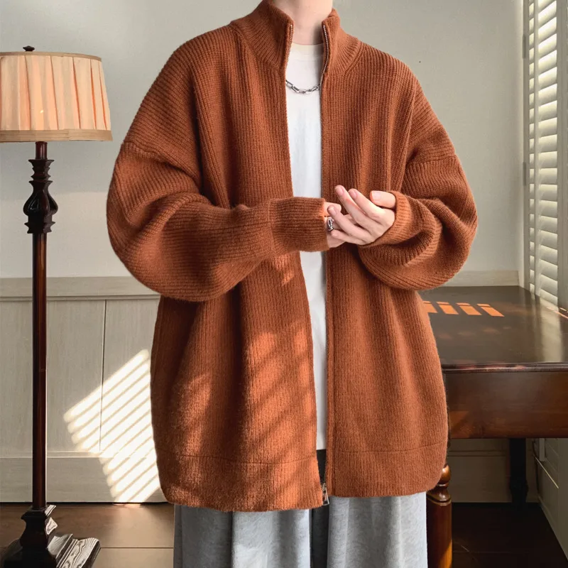 

Winter Zipper Cardigan Sweater Men Warm Fashion Casual Sweater Coat Men Korean Loose Sweater Cardigan Mens Jumper Clothes M-2XL