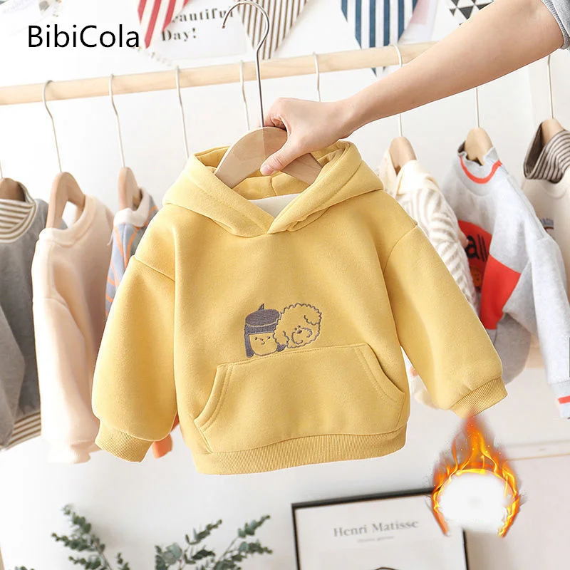 

2022 autumn and winter new baby boy fleece thickened hooded sweater children's outdoor leisure sports sweater 1-6 years old