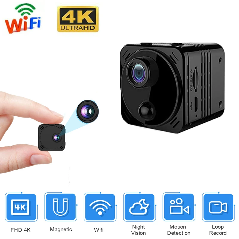 

2021 New 4K Mini Camera WiFi Smart Wireless IP Hotspot HD Small Cam Motion Detection Vlog Espia Night Vision Camcorder