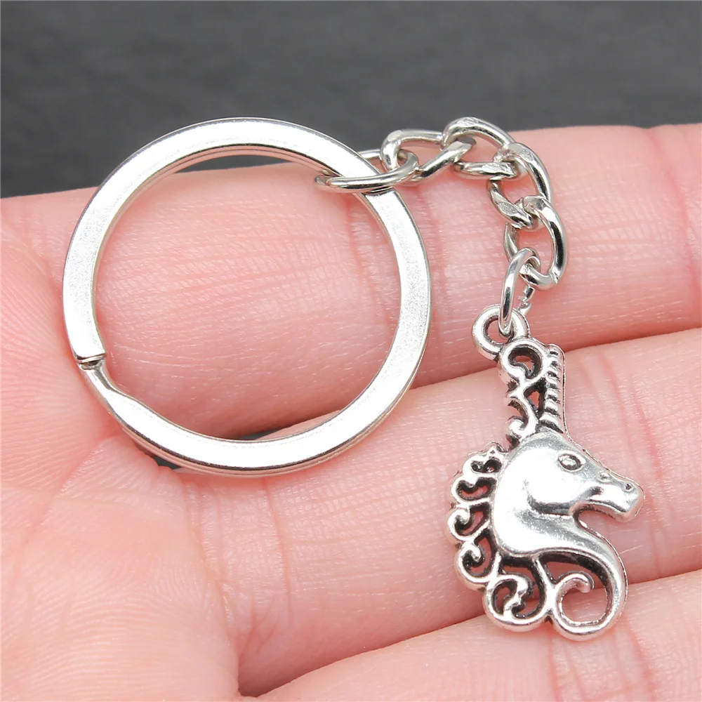 

Dropshipping Men Keychain Vintage 2 Colors 26x15mm Lucky Horn Horse Pendant Souvenirs Gift