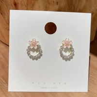 2022 new arrival drop earrings fashion metal trendy women dangle earrings korean pink cherry blossom circle summer pearl jewelry