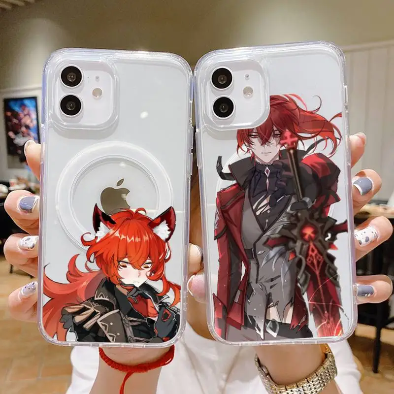 

Разбавитель Ragnvindr Genshin ударопрочный чехол для телефона прозрачный Магнитный Магнит Magsafe для iPhone 13 12 11 Pro Max Mini Беспроводная зарядка