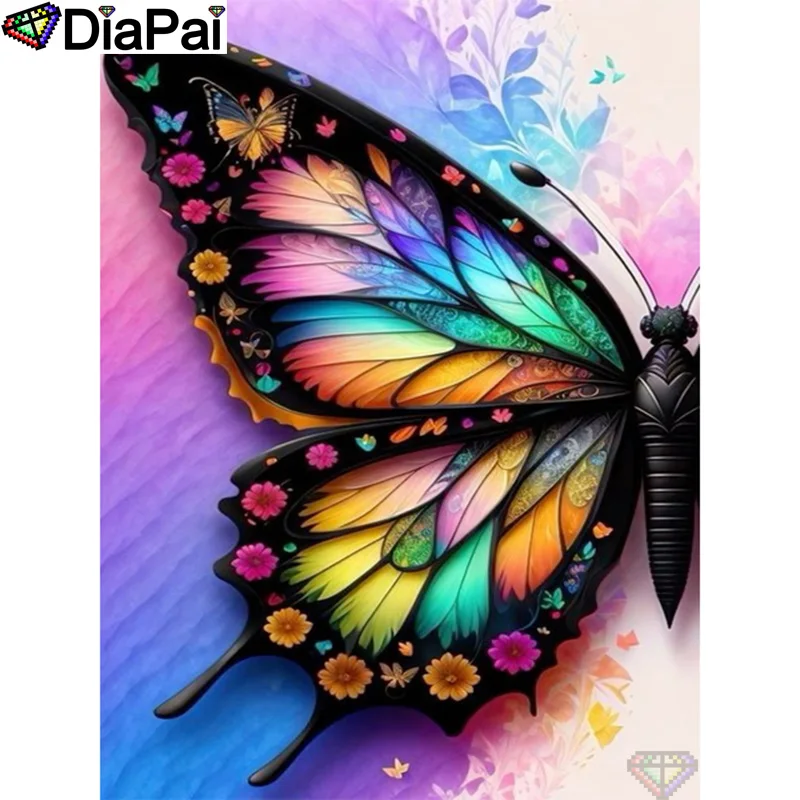 

Алмазная 5D Вышивка DIAPAI «животные бабочки», полноформатная круглая/квадратная алмазная живопись «сделай сам», вышивка крестиком, домашний декор