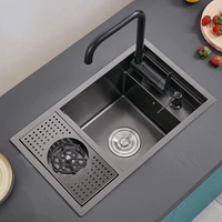 black kitchen 304 stainless steel bar with cup washer invisible sink cover middle island water bar hidden vegetable wash basin