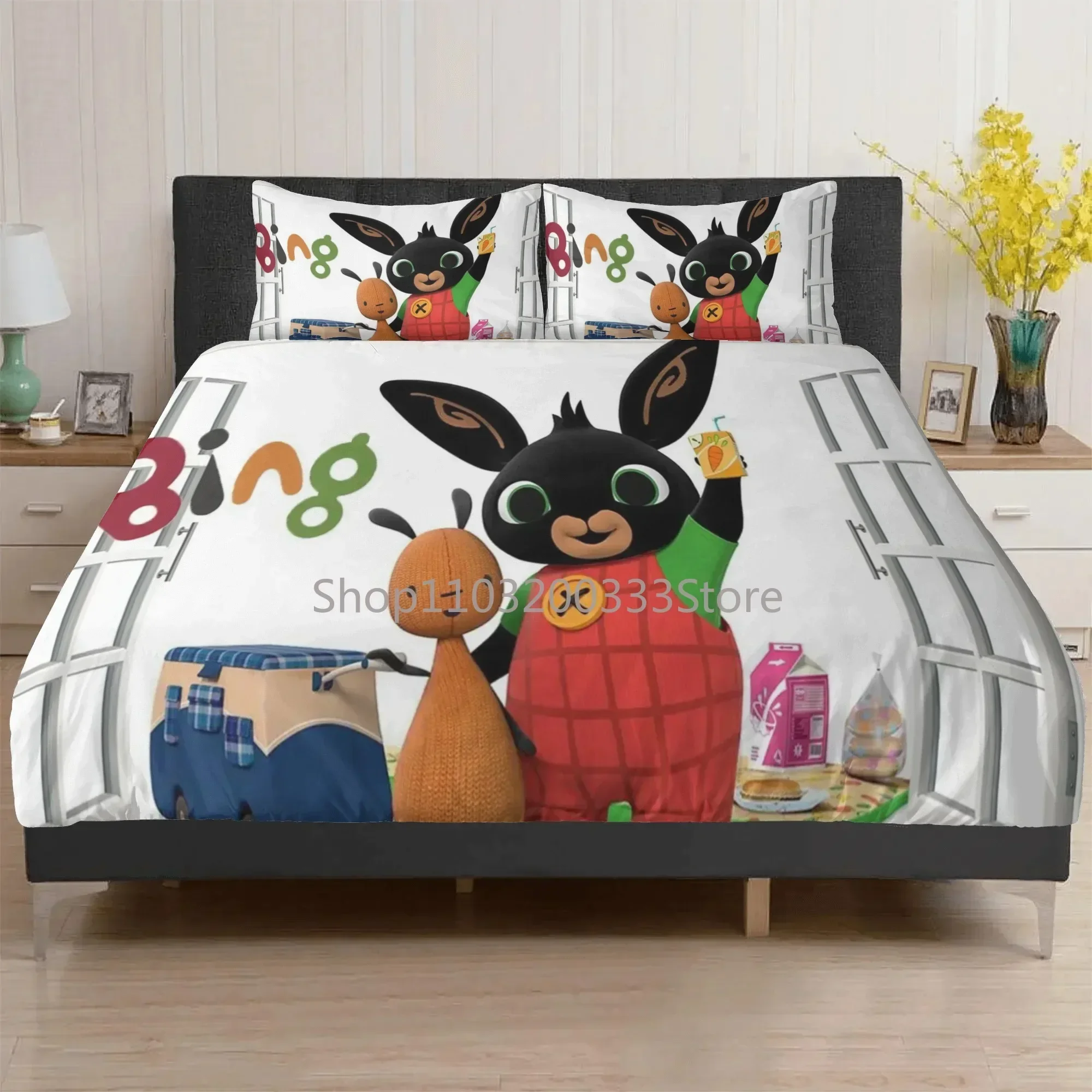 Кровать с мультяшным принтом Bing Rabbit комплект из 3 предметов детское радужное