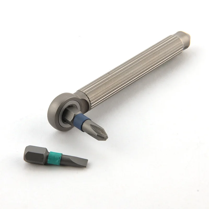 Модульная отвертка из титанового сплава, латунь, отвертка с храповым механизмом и 2 шт. S2, оборудование для верховой езды EDC, гаджет с вольфрамовой головкой