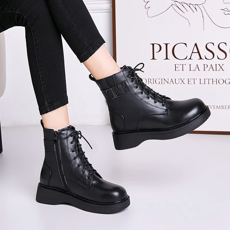 AIYUQI Women Winter Boots Warm Wool 2023 New Genuine Leather Women Ankle Boots Large Size 41 42 Women's Snow Boots