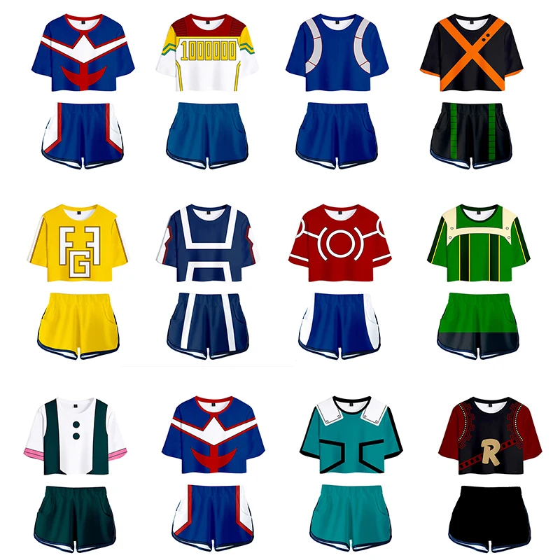

Anime Summer Short Sleeve Shorts For Girls My Hero Academia Cosplay Costume Women's Cheerleading Uniform