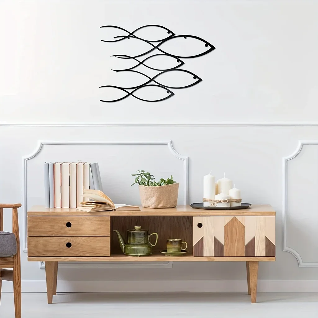 Cifbuy Настенное Железное Искусство Современный Стиль Металлическая Картина Рыбы