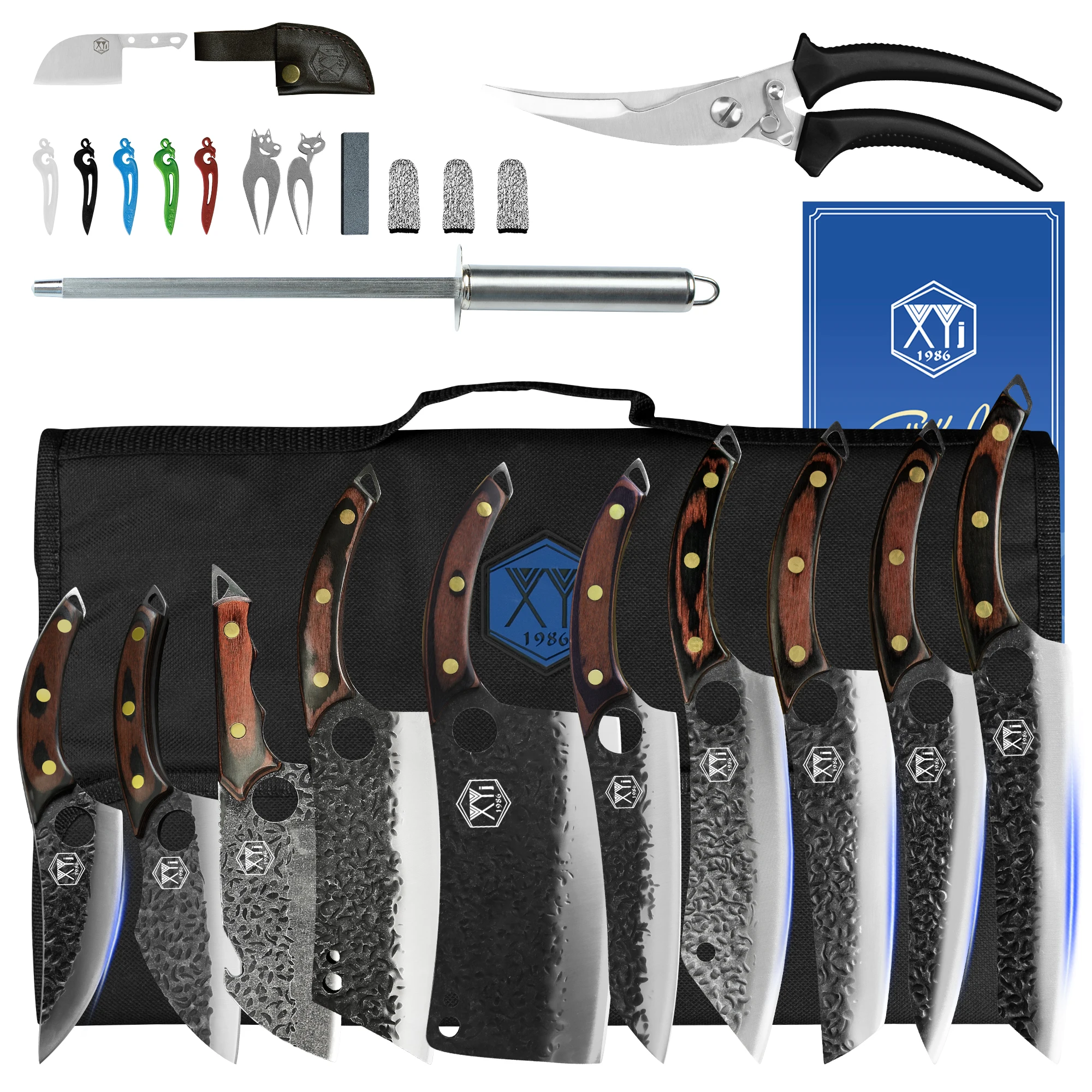 

XYj Sharp Slicing Knives Set Stainless Steel Meat Cleaver 10 Pieces Kitchen Knives Set Vegetables Slicer Cutlery Cooking Tools