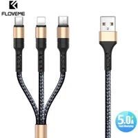 floveme 5a usb cable for iphone charger fast charging micro usb type c cable for samsung s10 xiaomi 8 pin lighting cord 3 in 1
