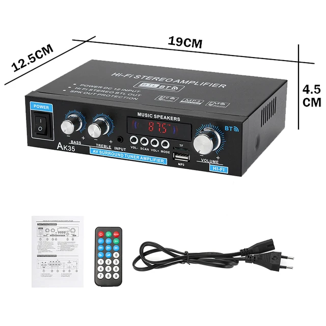 800W Home Power Amplifier 2 Channel Bluetooth 5.0 Mini Hifi Digital Stereo  Sound Amplifier Support FM USB SD Mic Input AK45 - AliExpress