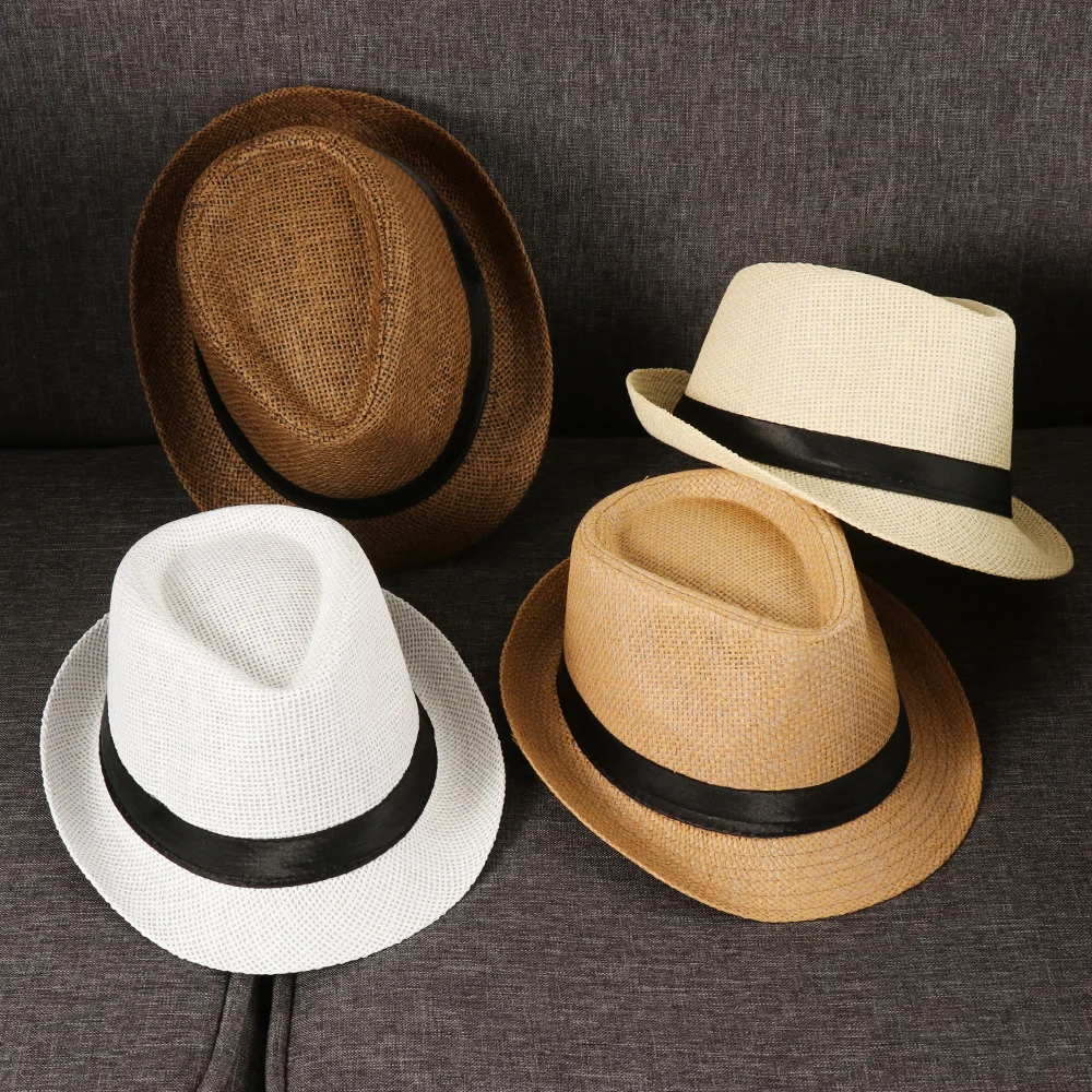 

Women Men Fashion Summer St Hat Casual Trendy Wide Brim Beach Sun St Panama Jazz Hat Cowboy Fedora Hat Gangster Cap