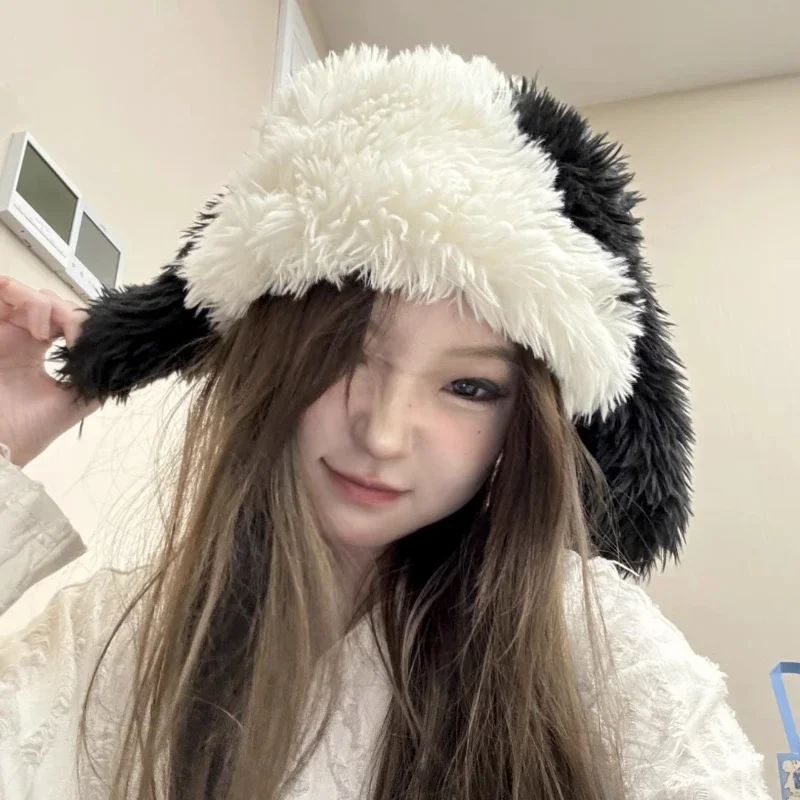 

Новый милый и забавный плюшевый пуловер с кроличьими ушками, женская зимняя шапка с защитой от холода и ушей, модные облегающие шапки