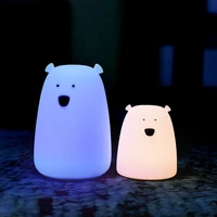 silicone night light bedside lamp bear color light children cute night lamp bedroom kid light gift pressure reducing toy decore