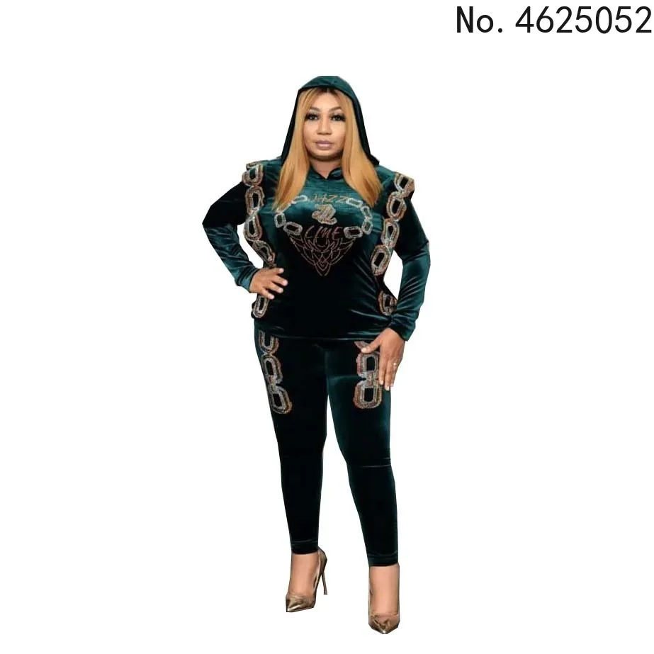 Бархатная африканская одежда комплект из 2 предметов женская для осени и зимы 2021