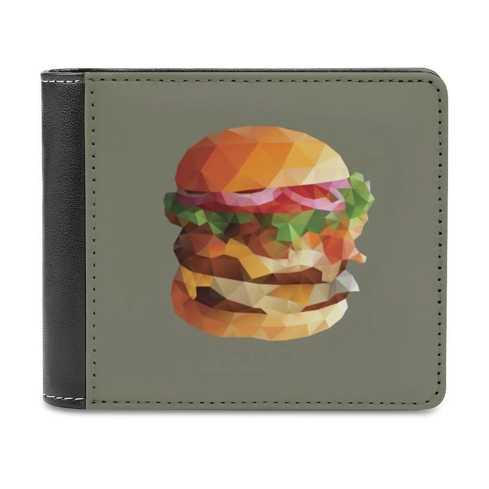 

Gourmet Burger Polygon Art Leather Wallet Men's Wallet Purse Money Clips Burger Fast Food Eat Hamburger Food Snack Gourmet