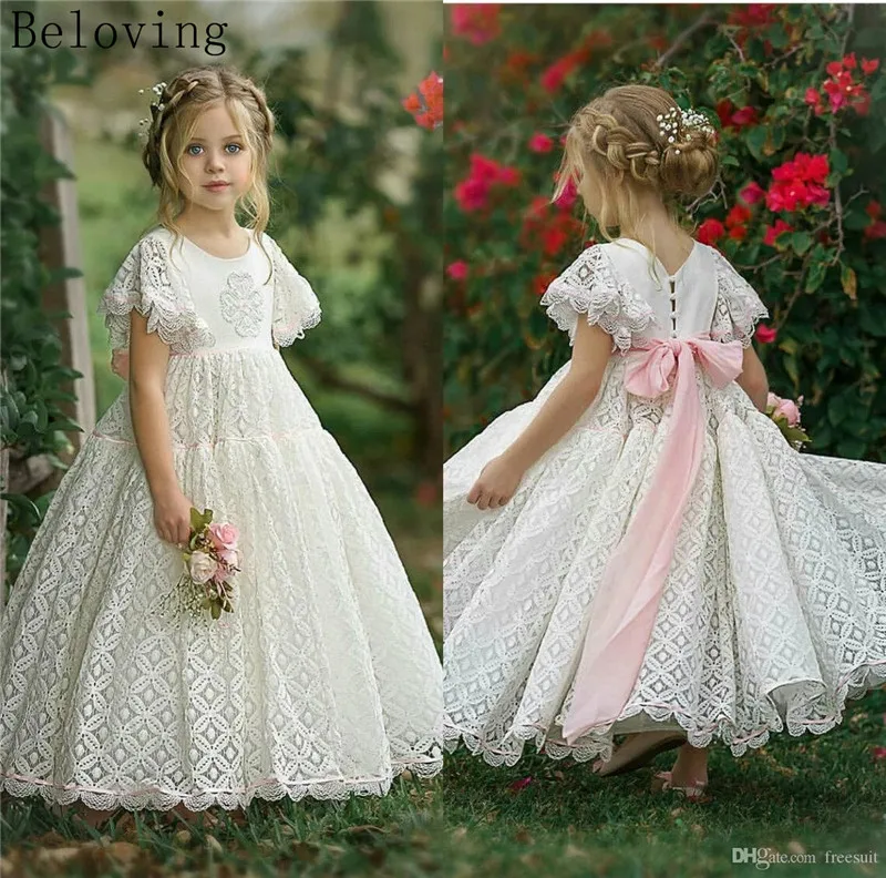

Beloving 2023 Flower Girl Dresses Princess Dress For Weddings Party Newest Long Lace First Communion Dress Girls Pageant Dress